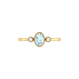 Oval Cut Aquamarine & Diamond Birthstone Ring In 14K Yellow Gold