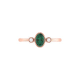 Oval Cut Emerald & Diamond Birthstone Ring In 14K Rose Gold