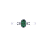 Oval Cut Emerald & Diamond Birthstone Ring In 14K White Gold