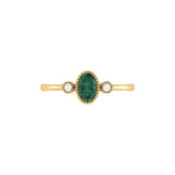Oval Cut Emerald & Diamond Birthstone Ring In 14K Yellow Gold