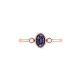 Oval Cut Alexandrite & Diamond Birthstone Ring In 14K Rose Gold