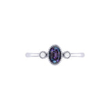 Oval Cut Alexandrite & Diamond Birthstone Ring In 14K White Gold