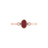 Oval Cut Ruby & Diamond Birthstone Ring In 14K Rose Gold