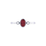 Oval Cut Ruby & Diamond Birthstone Ring In 14K White Gold