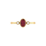 Oval Cut Ruby & Diamond Birthstone Ring In 14K Yellow Gold
