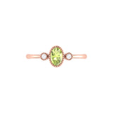 Oval Cut Peridot & Diamond Birthstone Ring In 14K Rose Gold