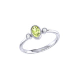 Oval Cut Peridot & Diamond Birthstone Ring In 14K White Gold