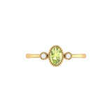 Oval Cut Peridot & Diamond Birthstone Ring In 14K Yellow Gold