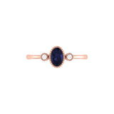 Oval Cut Sapphire & Diamond Birthstone Ring In 14K Rose Gold