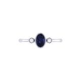 Oval Cut Sapphire & Diamond Birthstone Ring In 14K White Gold