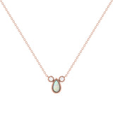 Pear Shaped Opal & Diamond Birthstone Necklace In 14K Rose Gold