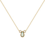 Pear Shaped Opal & Diamond Birthstone Necklace In 14K Yellow Gold