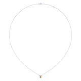 Pear Shaped Citrine & Diamond Birthstone Necklace In 14K White Gold