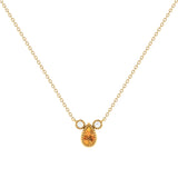 Pear Shaped Citrine & Diamond Birthstone Necklace In 14K Yellow Gold