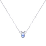 Pear Shaped Tanzanite & Diamond Birthstone Necklace In 14K White Gold
