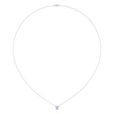 Pear Shaped Tanzanite & Diamond Birthstone Necklace In 14K White Gold
