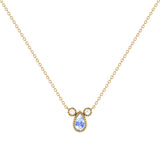 Pear Shaped Tanzanite & Diamond Birthstone Necklace In 14K Yellow Gold