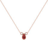 Pear Shaped Garnet & Diamond Birthstone Necklace In 14K Rose Gold