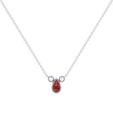 Pear Shaped Garnet & Diamond Birthstone Necklace In 14K White Gold