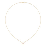 Pear Shaped Amethyst & Diamond Birthstone Necklace In 14K Yellow Gold