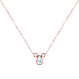 Pear Shaped Aquamarine & Diamond Birthstone Necklace In 14K Rose Gold