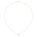 Pear Shaped Aquamarine & Diamond Birthstone Necklace In 14K Rose Gold