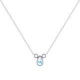 Pear Shaped Aquamarine & Diamond Birthstone Necklace In 14K White Gold