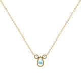 Pear Shaped Aquamarine & Diamond Birthstone Necklace In 14K Yellow Gold