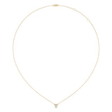 Pear Shaped Aquamarine & Diamond Birthstone Necklace In 14K Yellow Gold