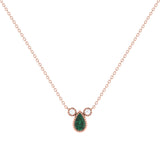Pear Shaped Emerald & Diamond Birthstone Necklace In 14K Rose Gold