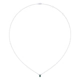 Pear Shaped Emerald & Diamond Birthstone Necklace In 14K White Gold