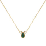Pear Shaped Emerald & Diamond Birthstone Necklace In 14K Yellow Gold