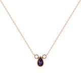 Pear Shaped Alexandrite & Diamond Birthstone Necklace In 14K Rose Gold