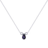 Pear Shaped Alexandrite & Diamond Birthstone Necklace In 14K White Gold