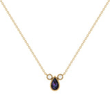 Pear Shaped Alexandrite & Diamond Birthstone Necklace In 14K Yellow Gold