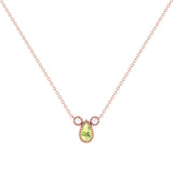 Pear Shaped Peridot & Diamond Birthstone Necklace In 14K Rose Gold