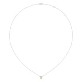 Pear Shaped Peridot & Diamond Birthstone Necklace In 14K White Gold