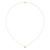 Pear Shaped Peridot & Diamond Birthstone Necklace In 14K Yellow Gold