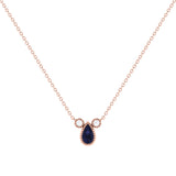 Pear Shaped Sapphire & Diamond Birthstone Necklace In 14K Rose Gold