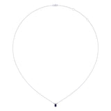 Pear Shaped Sapphire & Diamond Birthstone Necklace In 14K White Gold