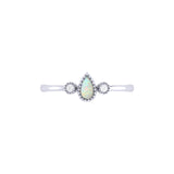 Pear Shaped Opal & Diamond Birthstone Ring In 14K White Gold
