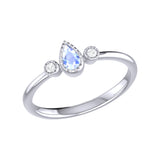 Pear Shaped Tanzanite & Diamond Birthstone Ring In 14K White Gold
