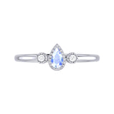 Pear Shaped Tanzanite & Diamond Birthstone Ring In 14K White Gold