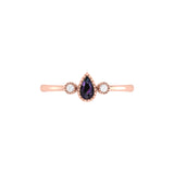 Pear Shaped Alexandrite & Diamond Birthstone Ring In 14K Rose Gold