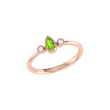 Pear Shaped Peridot & Diamond Birthstone Ring In 14K Rose Gold
