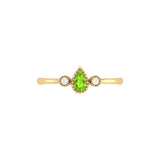 Pear Shaped Peridot & Diamond Birthstone Ring In 14K Yellow Gold
