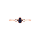 Pear Shaped Sapphire & Diamond Birthstone Ring In 14K Rose Gold