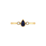 Pear Shaped Sapphire & Diamond Birthstone Ring In 14K Yellow Gold
