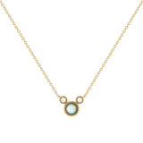 Round Cut Opal & Diamond Birthstone Necklace In 14K Yellow Gold