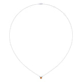 Round Cut Citrine & Diamond Birthstone Necklace In 14K White Gold